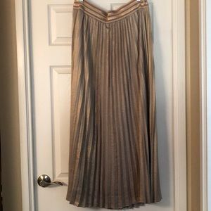 Floor length gold pleated skirt